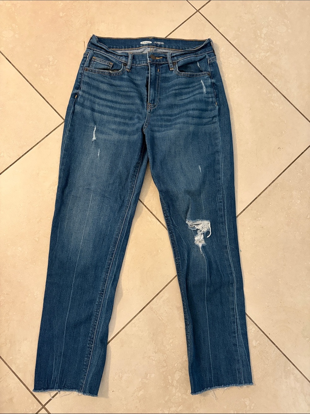 Old Navy Straight-Leg Distressed Jeans - Blue
